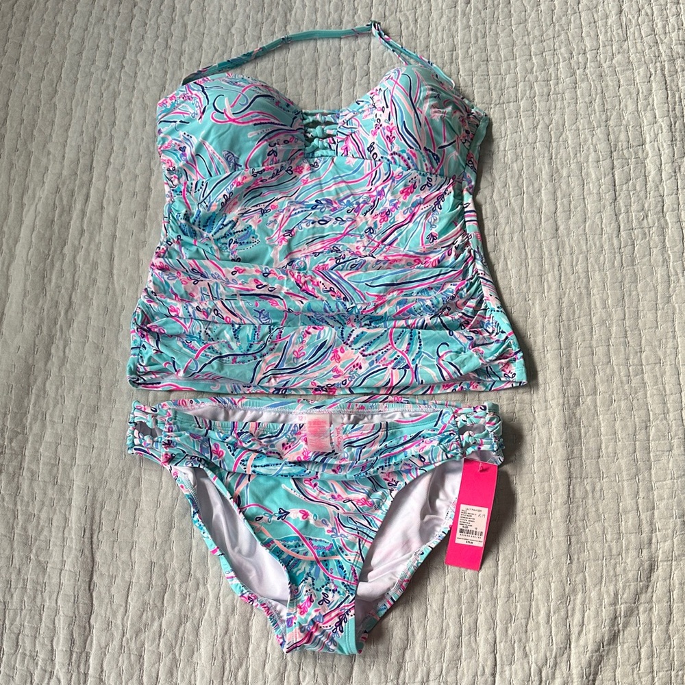 NWT Lilly Pulitzer Aqua and Pink Bikini Set